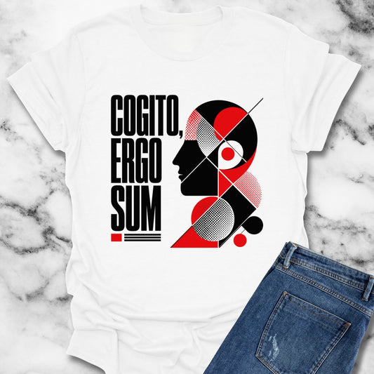 Cogito Ergo Sum Swiss Typography T-Shirt