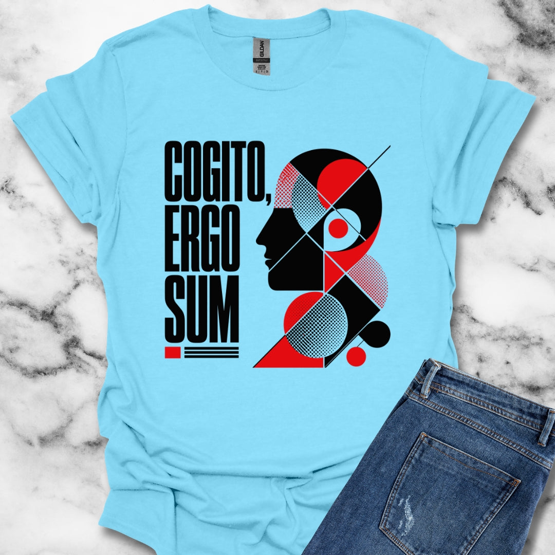 Cogito Ergo Sum Swiss Typography T-Shirt