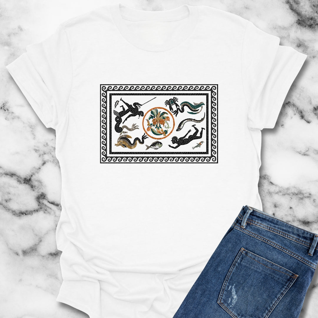 Marine Fish Scene Pompeii Mosaic T-Shirt