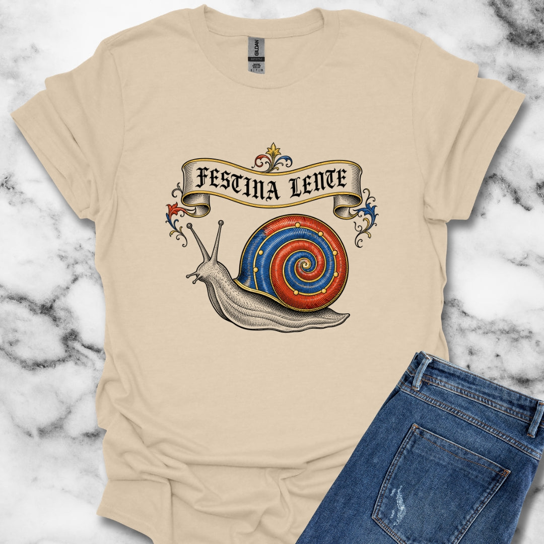 Hurry Slowly Snail Marginalia T-Shirt