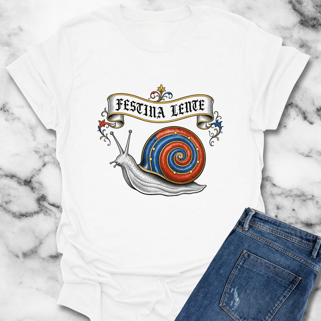 Hurry Slowly Snail Marginalia T-Shirt