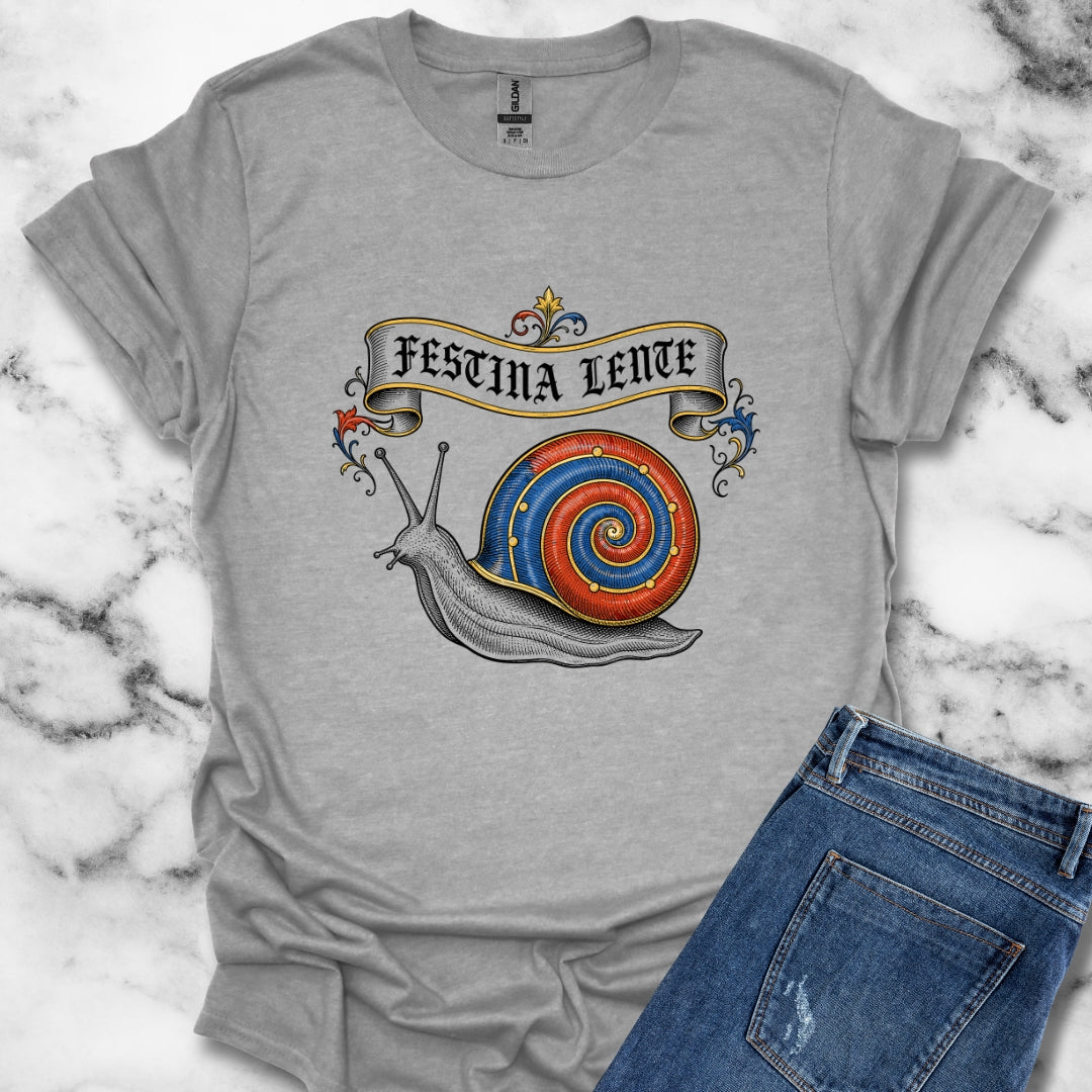 Hurry Slowly Snail Marginalia T-Shirt