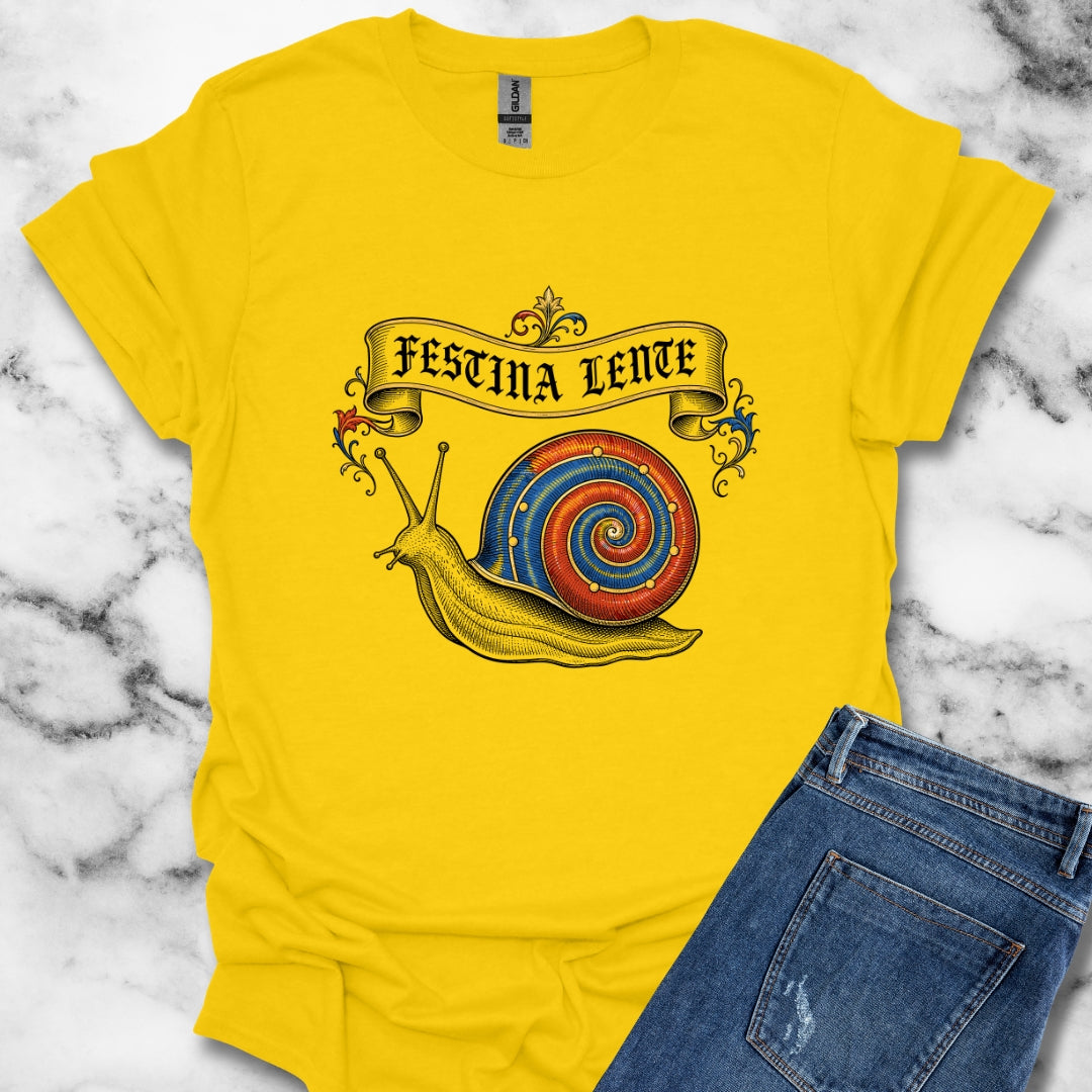 Hurry Slowly Snail Marginalia T-Shirt