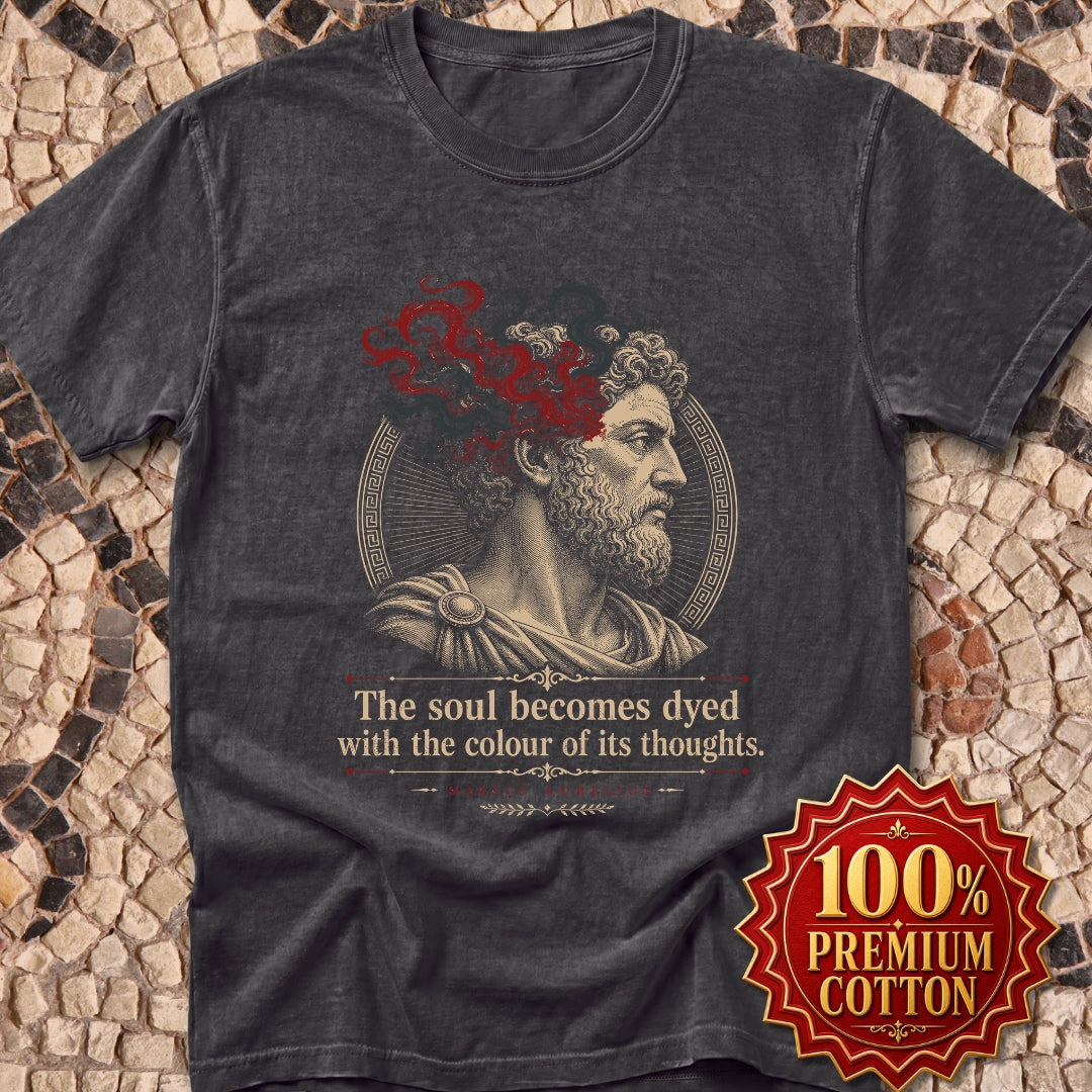 Aurelius Quote Soul Becomes Dyed Premium Tee