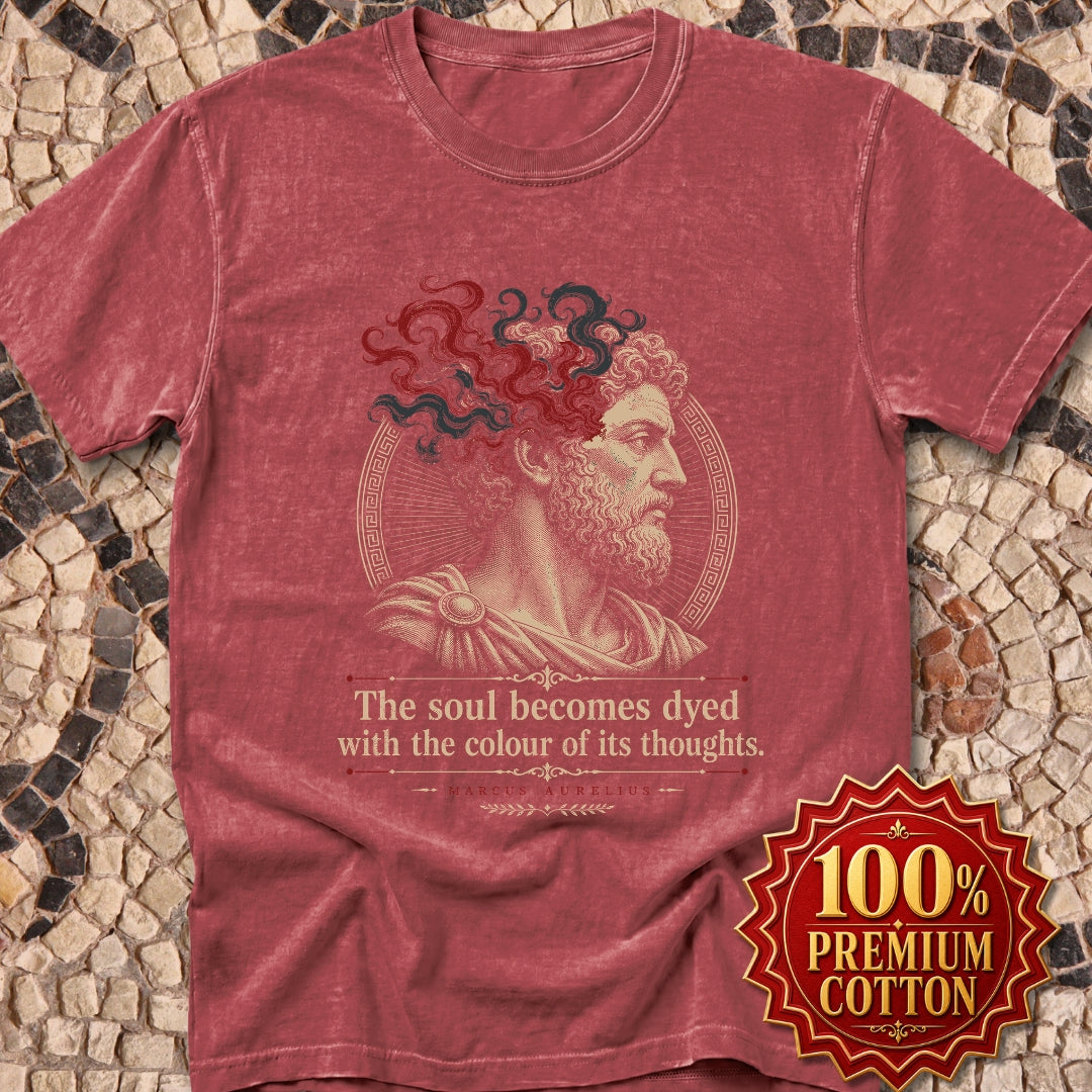 Aurelius Quote Soul Becomes Dyed Premium Tee