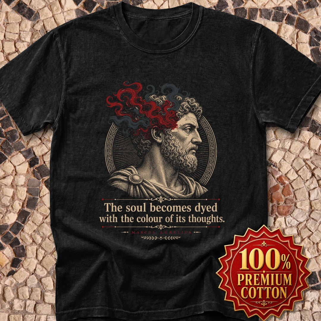 Aurelius Quote Soul Becomes Dyed Premium Tee
