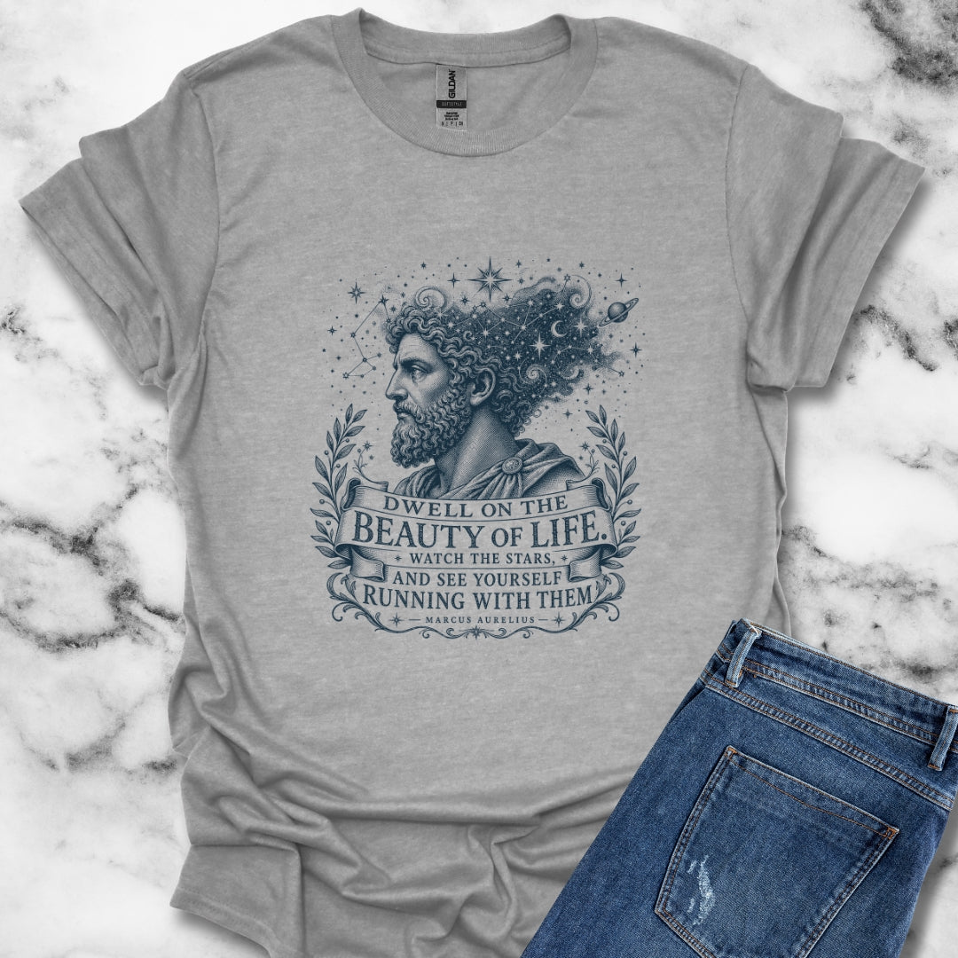 Running with the Stars Aurelius Quote T-Shirt