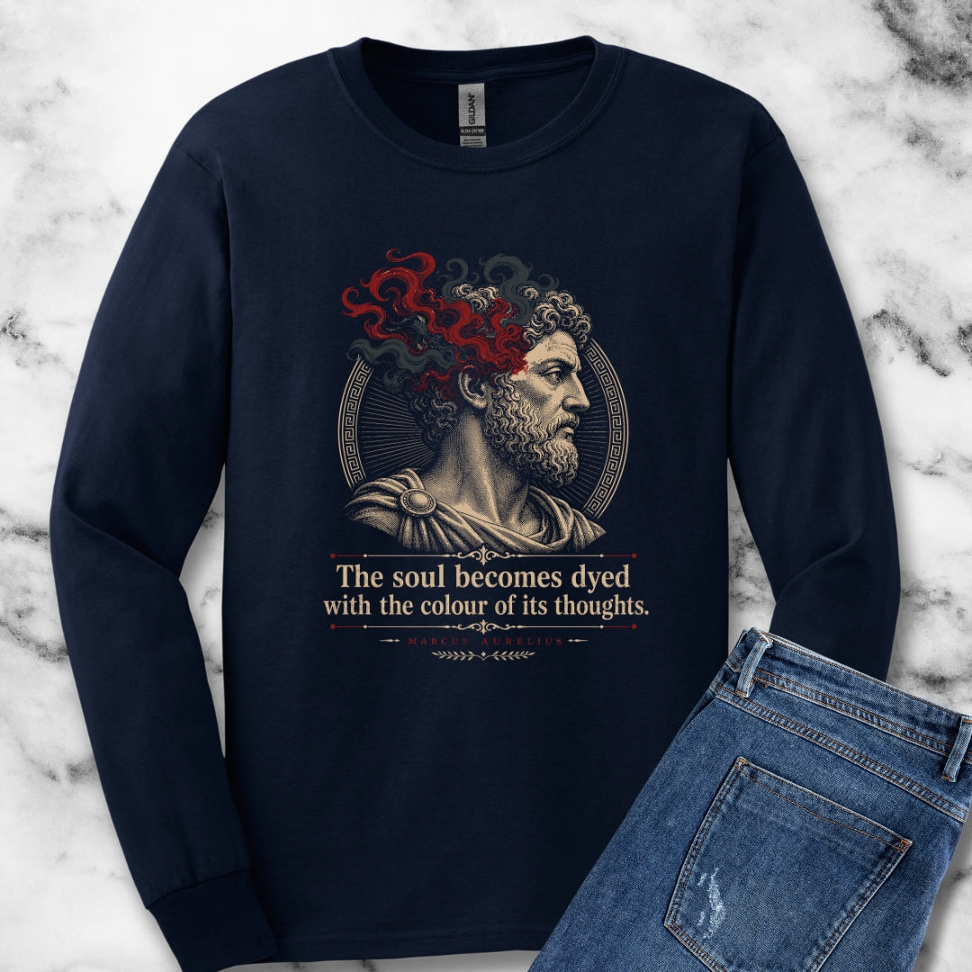 Aurelius Quote Soul Becomes Dyed Unisex Long Sleeve Tee