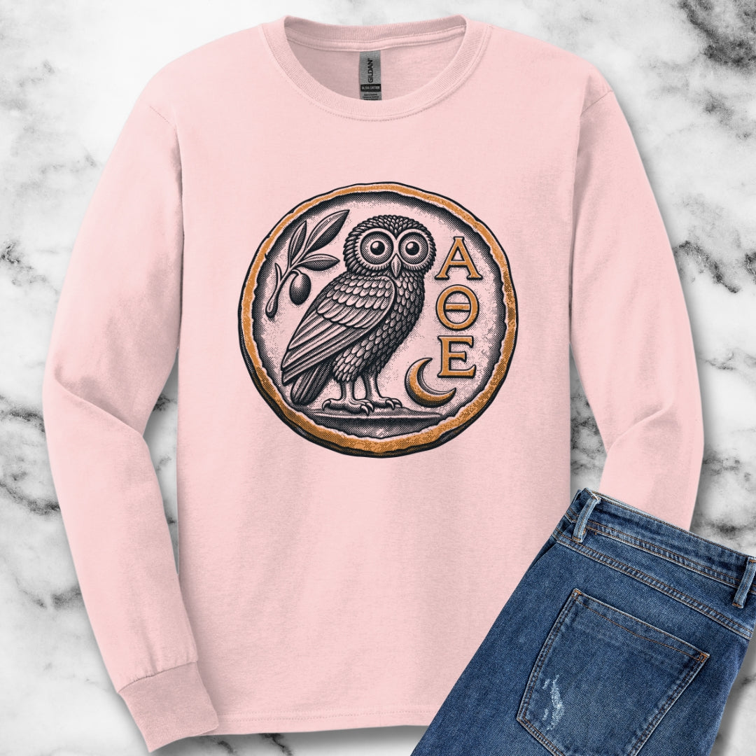 Athens Owl Coin Unisex Long Sleeve Tee