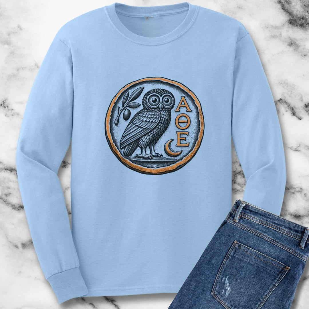 Athens Owl Coin Unisex Long Sleeve Tee