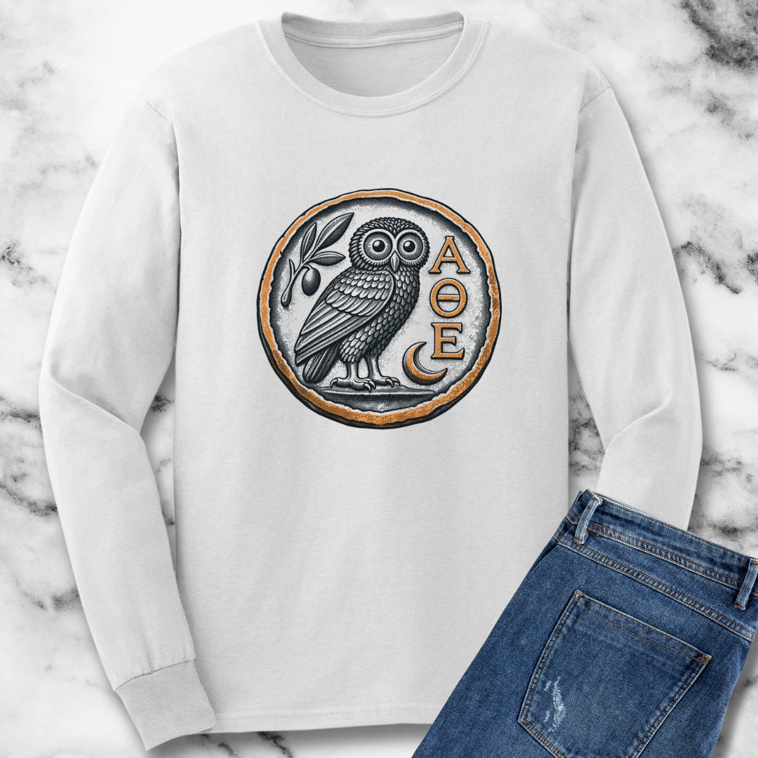 Athens Owl Coin Unisex Long Sleeve Tee