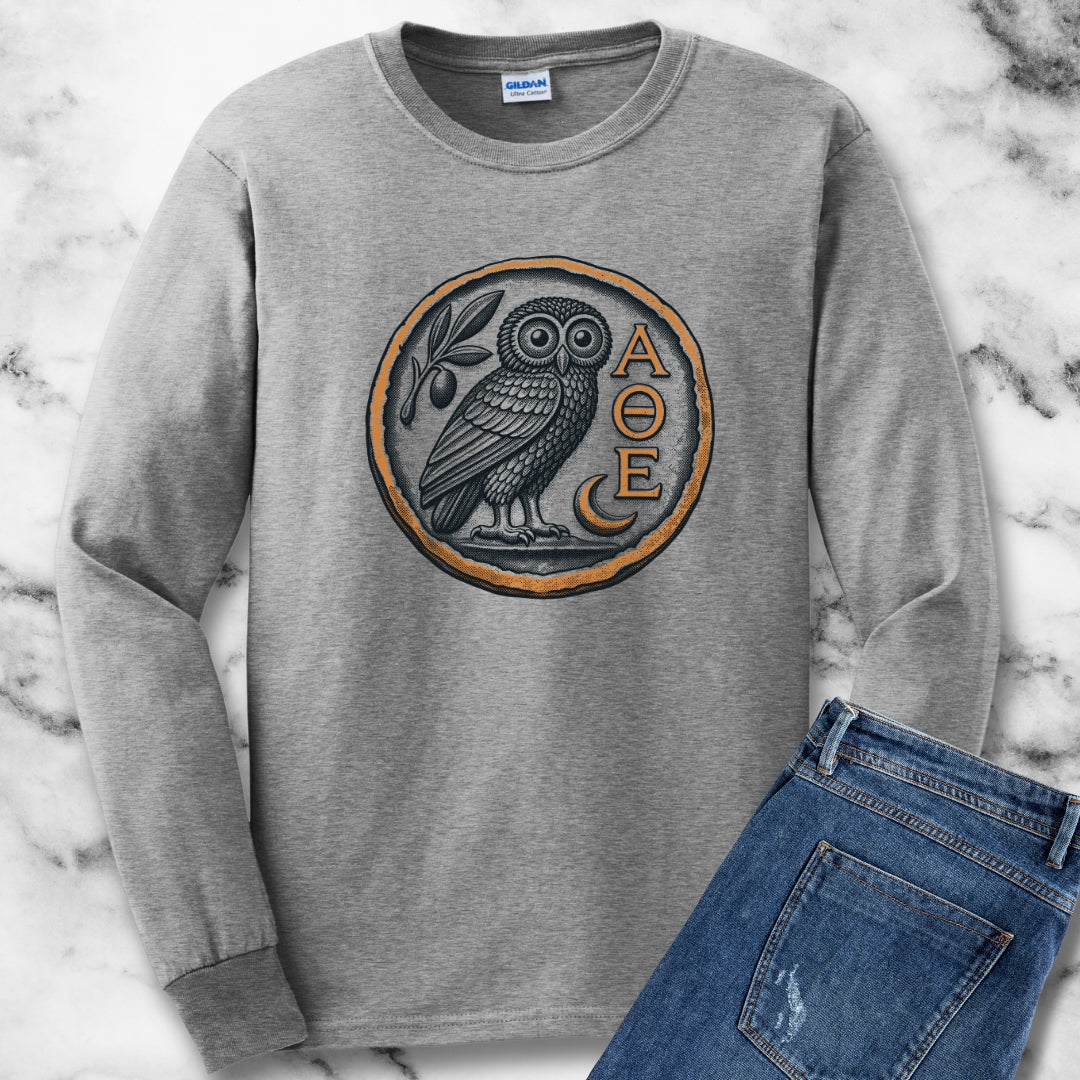 Athens Owl Coin Unisex Long Sleeve Tee