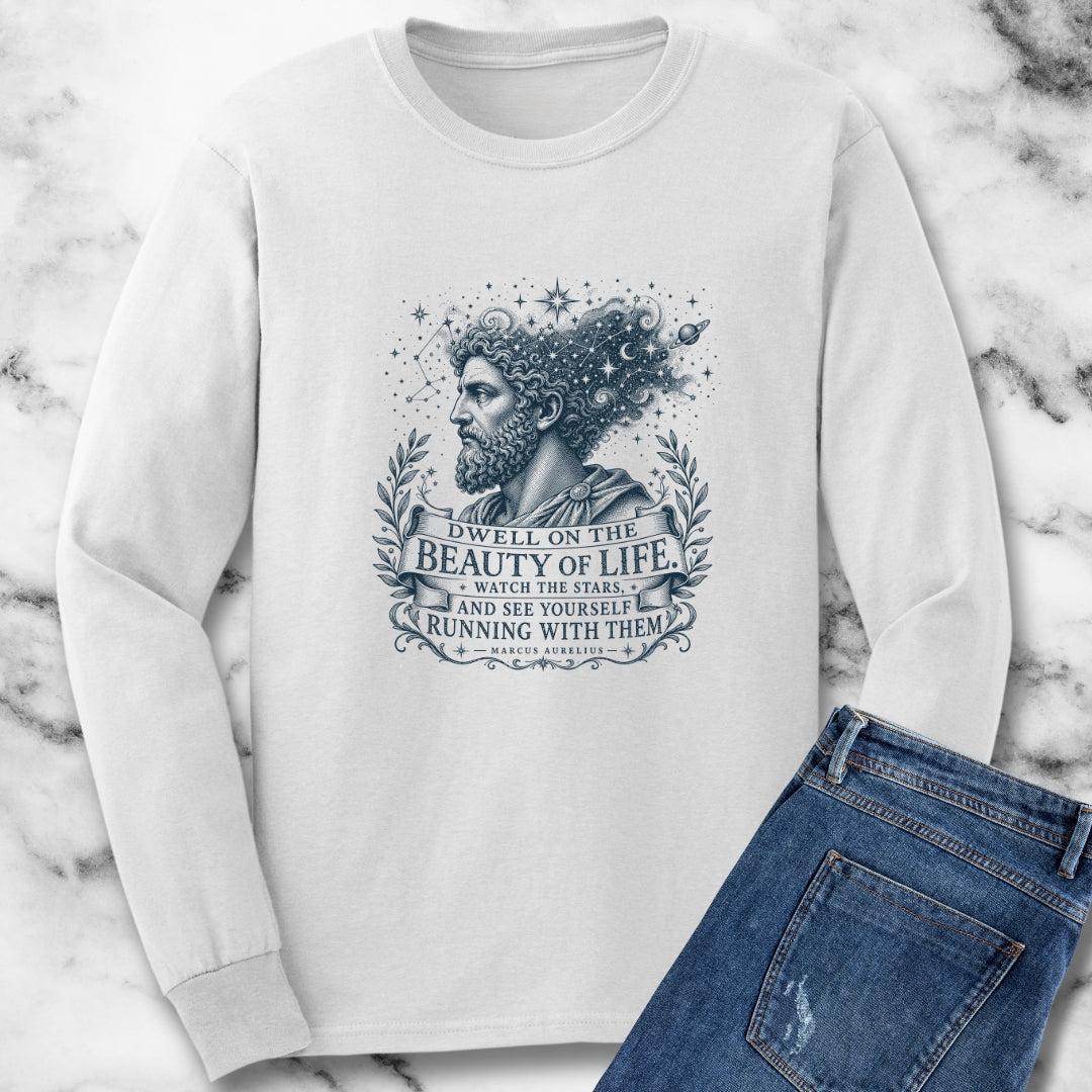 Running with the Stars Aurelius Quote Unisex Long Sleeve Tee