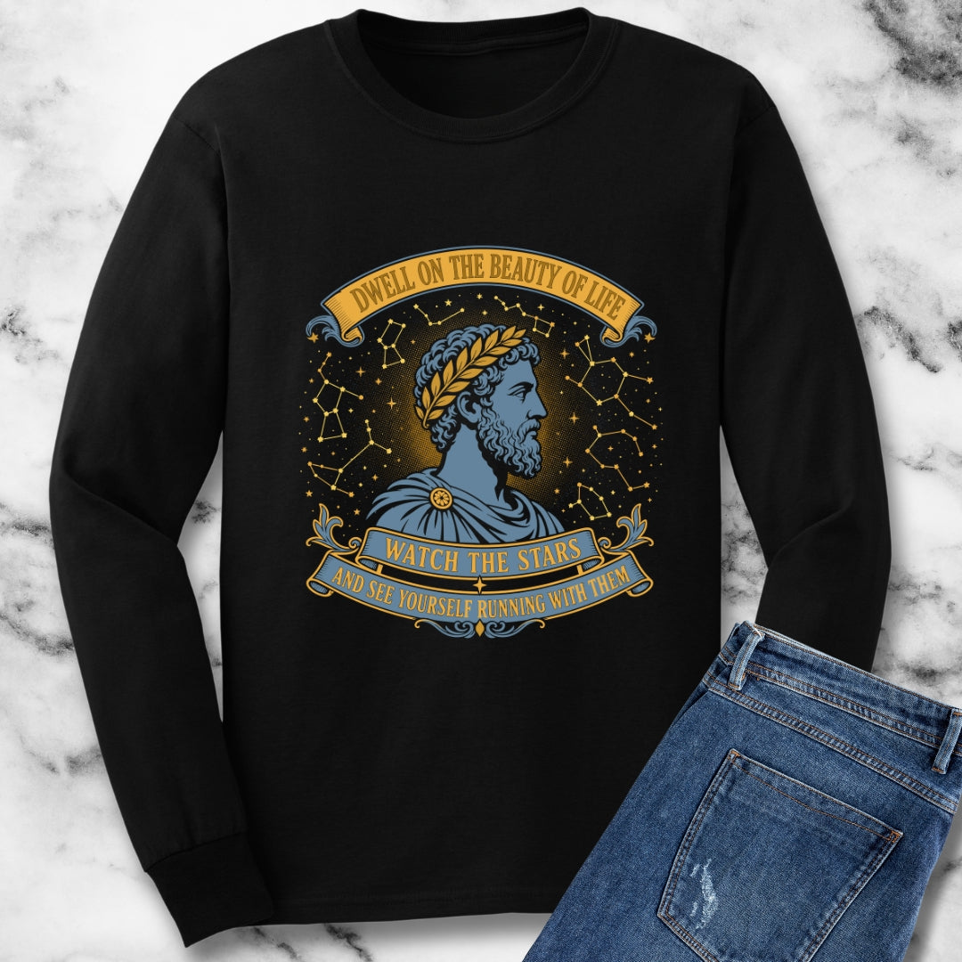 Aurelius Quote Running with the Stars Unisex Long Sleeve Tee