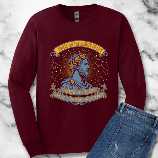 Aurelius Quote Running with the Stars Unisex Long Sleeve Tee