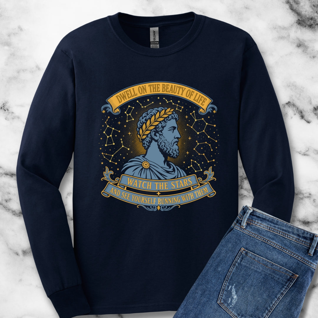 Aurelius Quote Running with the Stars Unisex Long Sleeve Tee