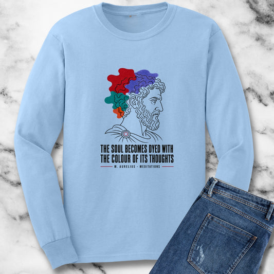 Soul Becomes Dyed Aurelius Quote Unisex Long Sleeve Tee
