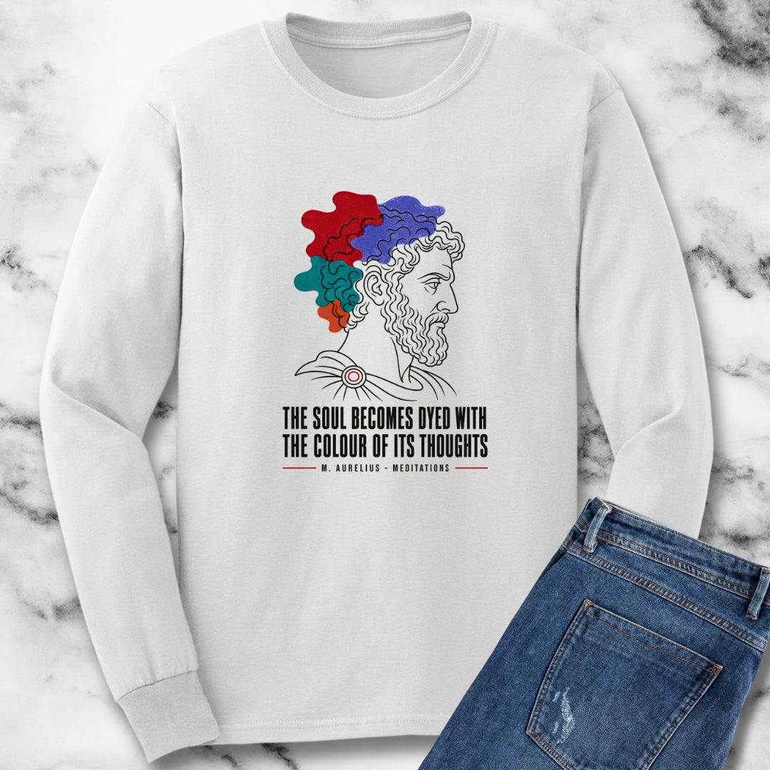 Soul Becomes Dyed Aurelius Quote Unisex Long Sleeve Tee
