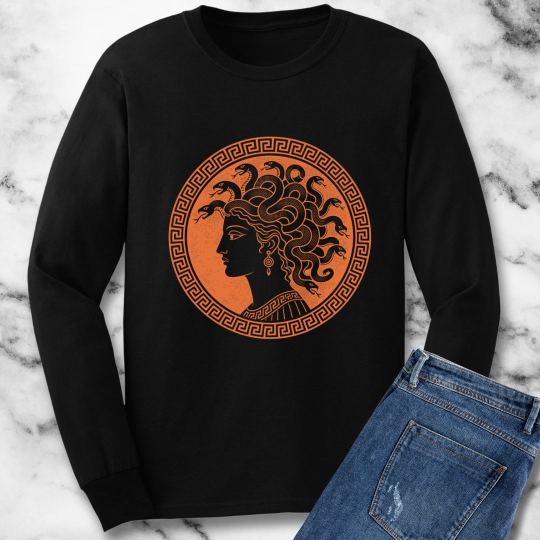 Medusa Ancient Pottery Style Unisex Long Sleeve Tee