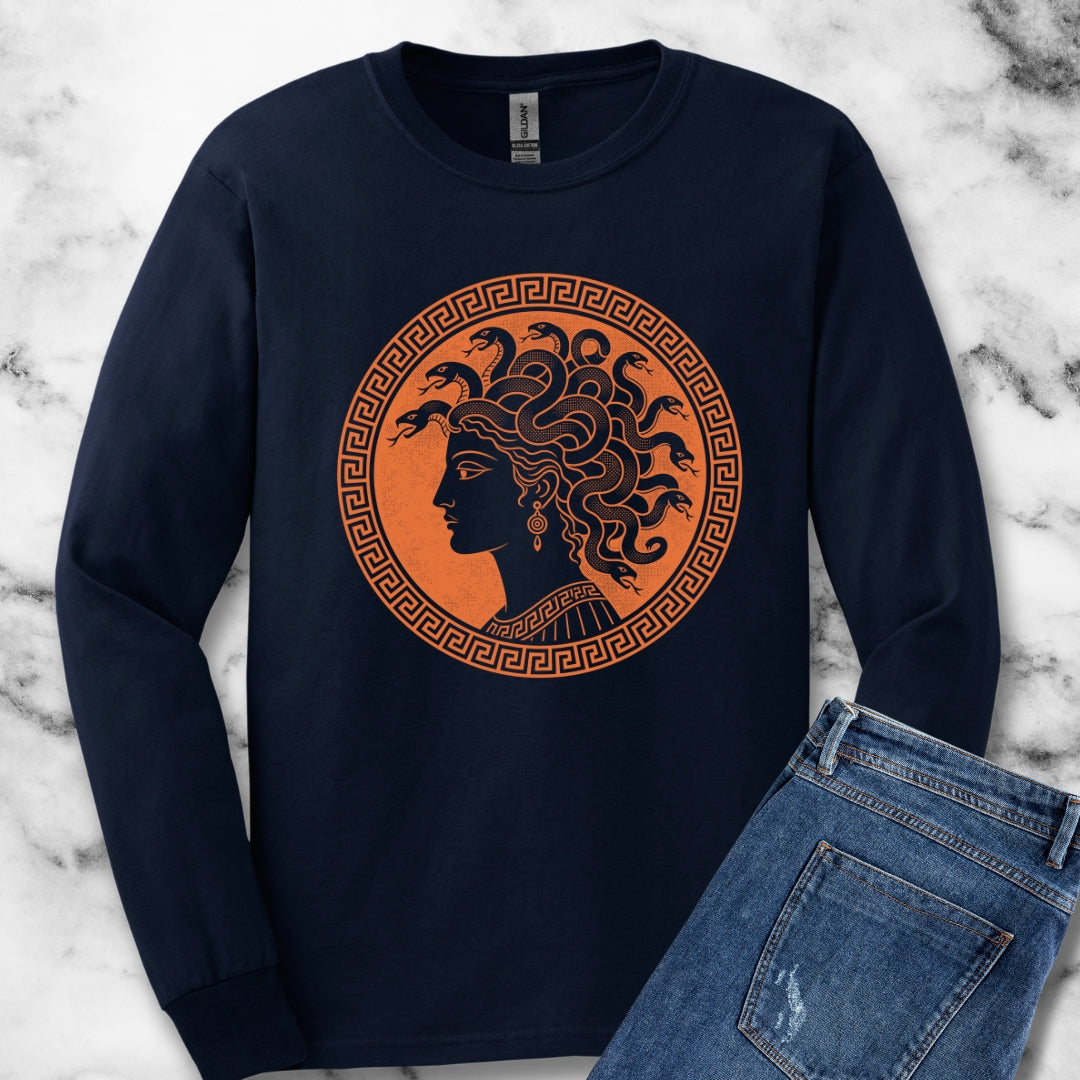 Medusa Ancient Pottery Style Unisex Long Sleeve Tee