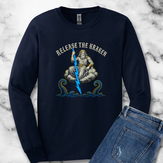 Zeus Release the Kraken Unisex Long Sleeve Tee