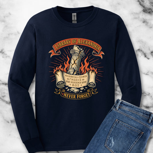 Library of Alexandria Never Forget Unisex Long Sleeve Tee