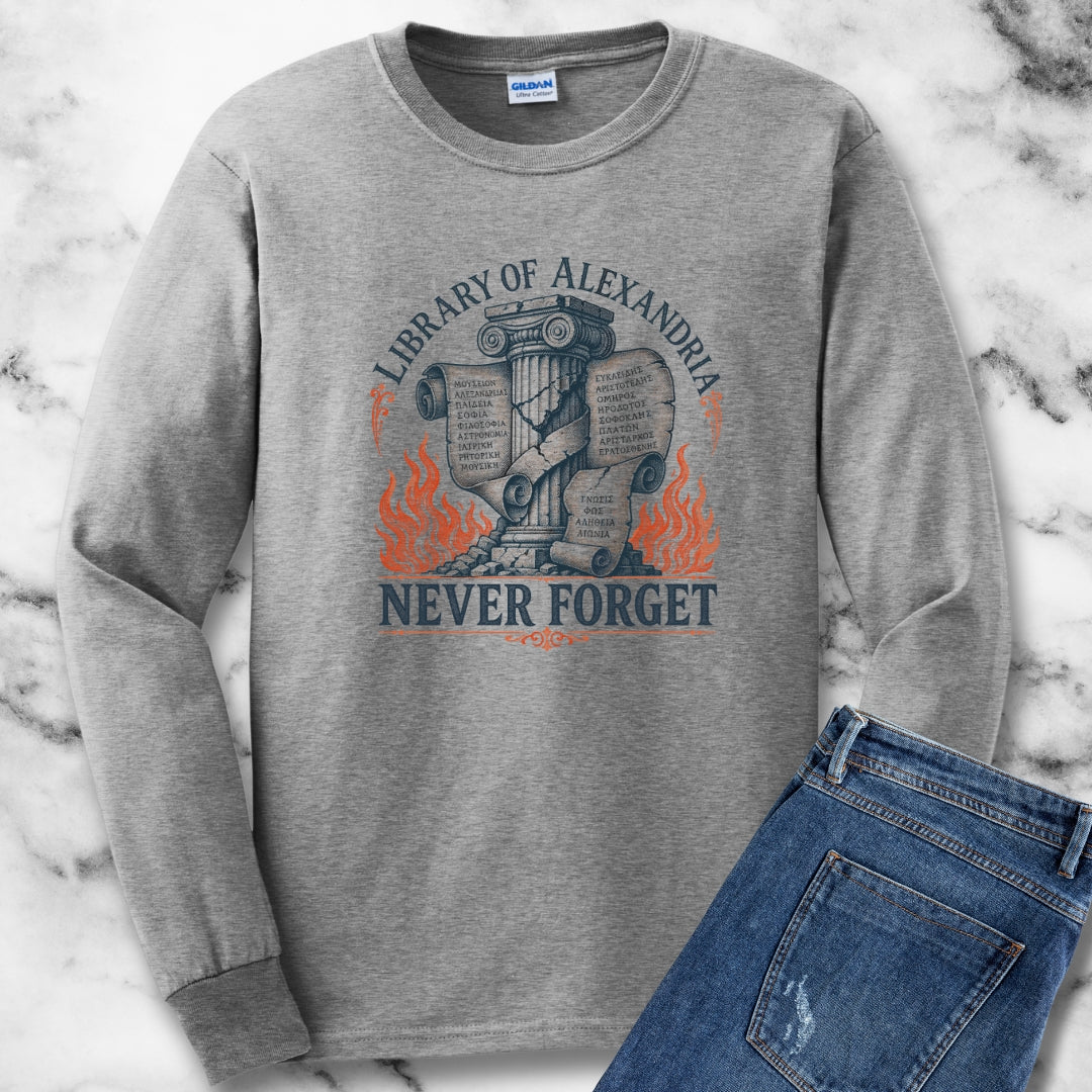 Never Forget Library of Alexandria Unisex Long Sleeve Tee