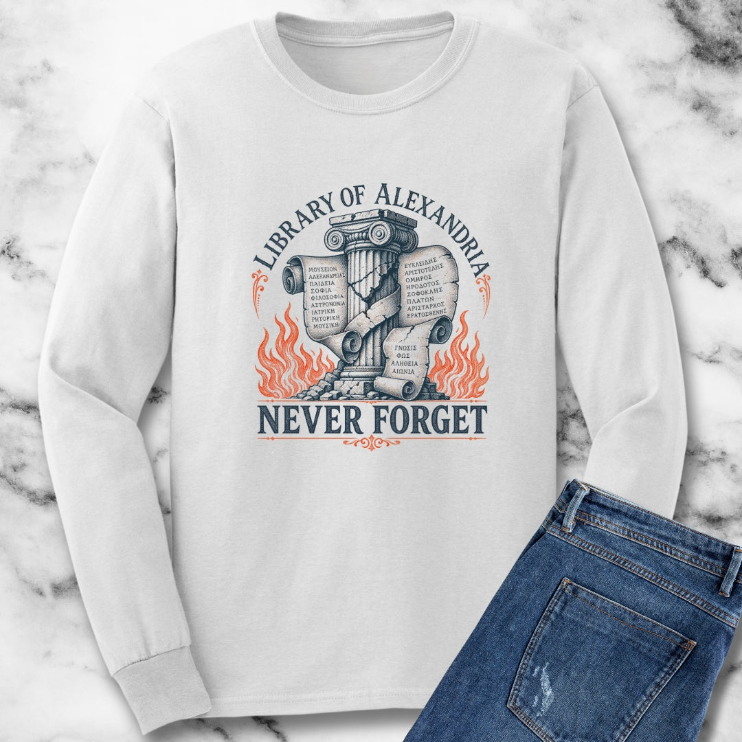 Never Forget Library of Alexandria Unisex Long Sleeve Tee