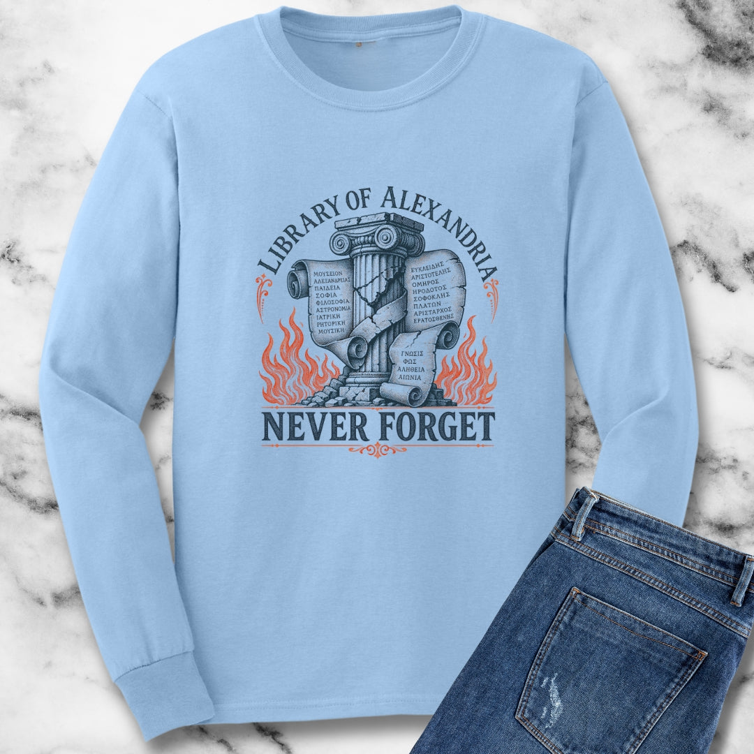 Never Forget Library of Alexandria Unisex Long Sleeve Tee