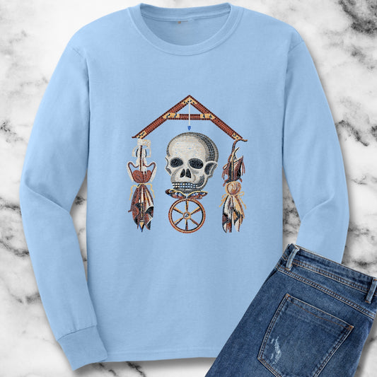 Pompeii Mosaic Mori Skull Unisex Long Sleeve Tee