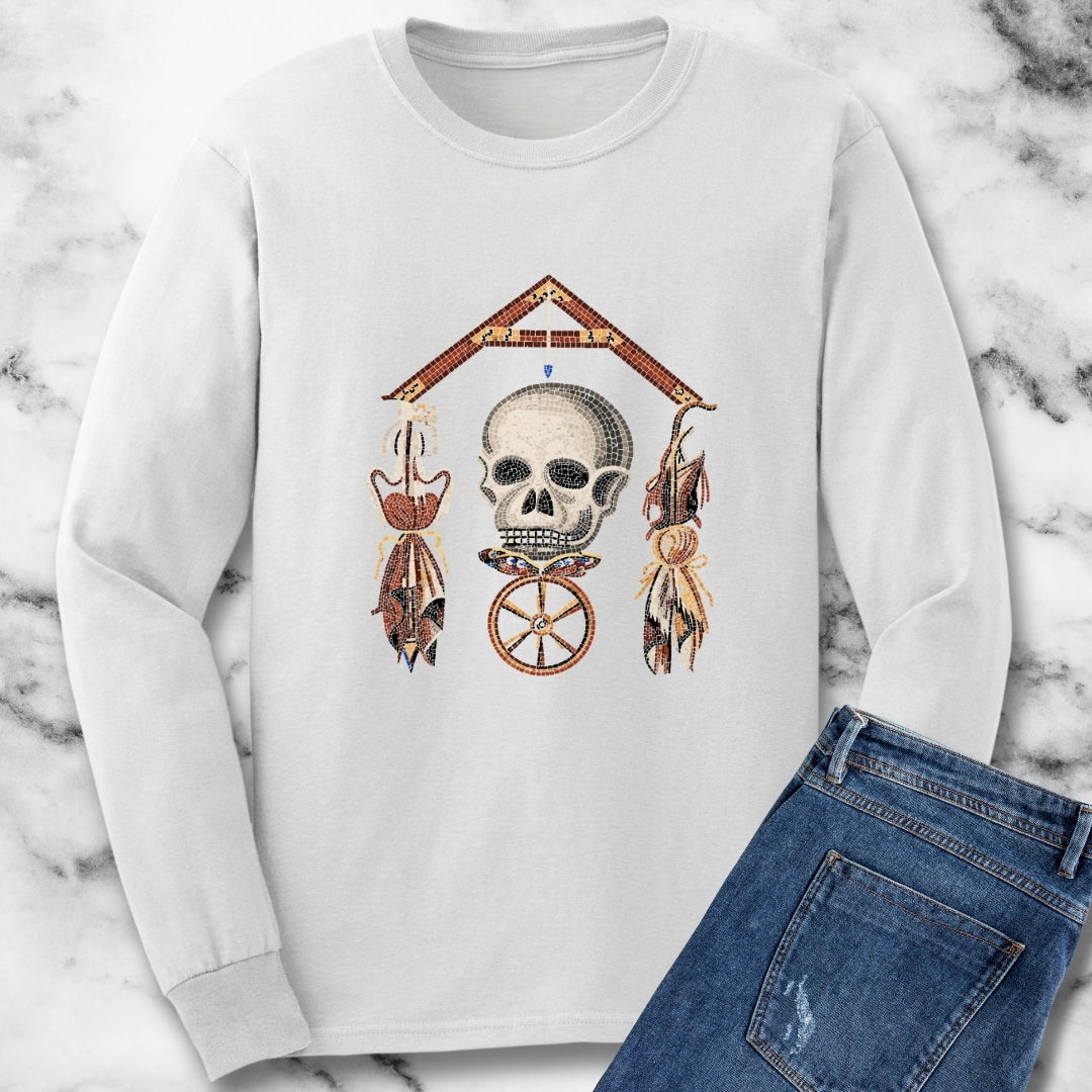 Pompeii Mosaic Mori Skull Unisex Long Sleeve Tee