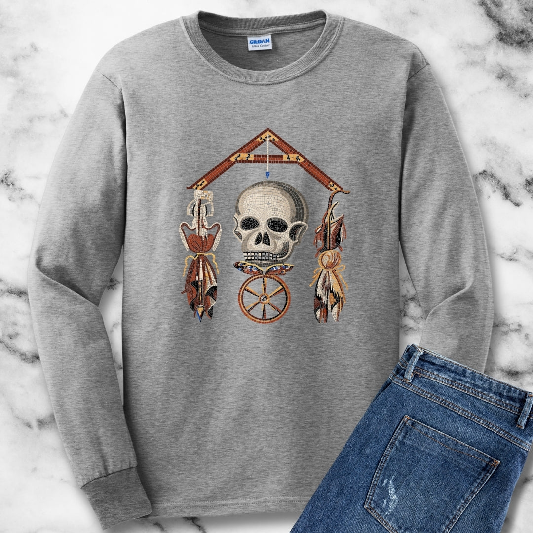 Pompeii Mosaic Mori Skull Unisex Long Sleeve Tee