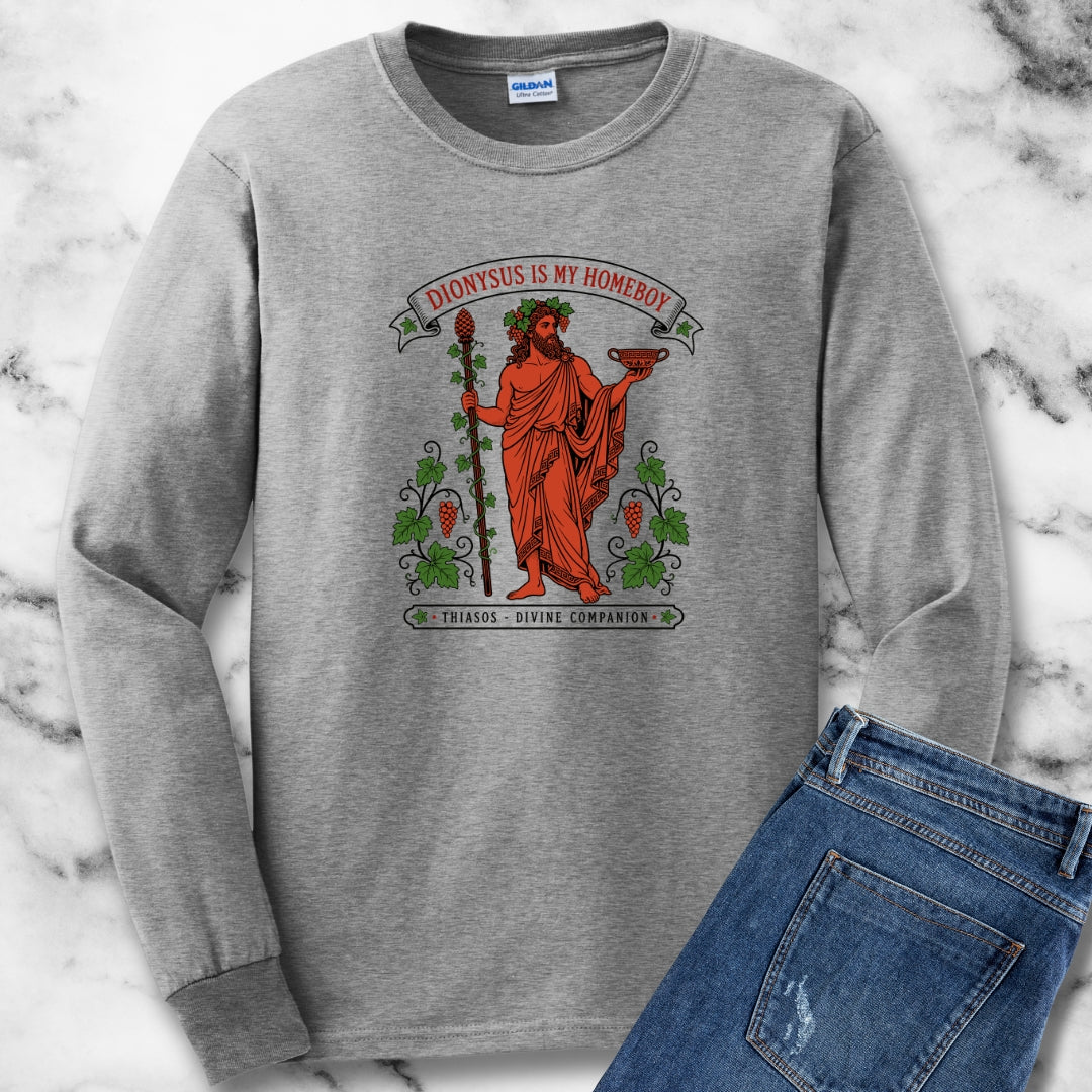 Dionysus is Homeboy Thiasos Unisex Long Sleeve Tee