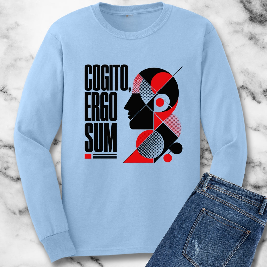 Cogito Ergo Sum Swiss Typography Unisex Long Sleeve Tee
