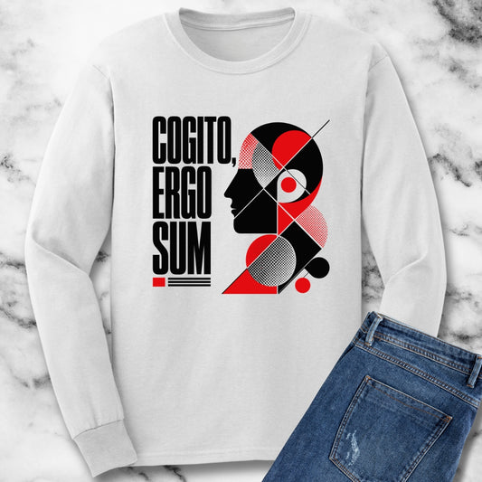 Cogito Ergo Sum Swiss Typography Unisex Long Sleeve Tee