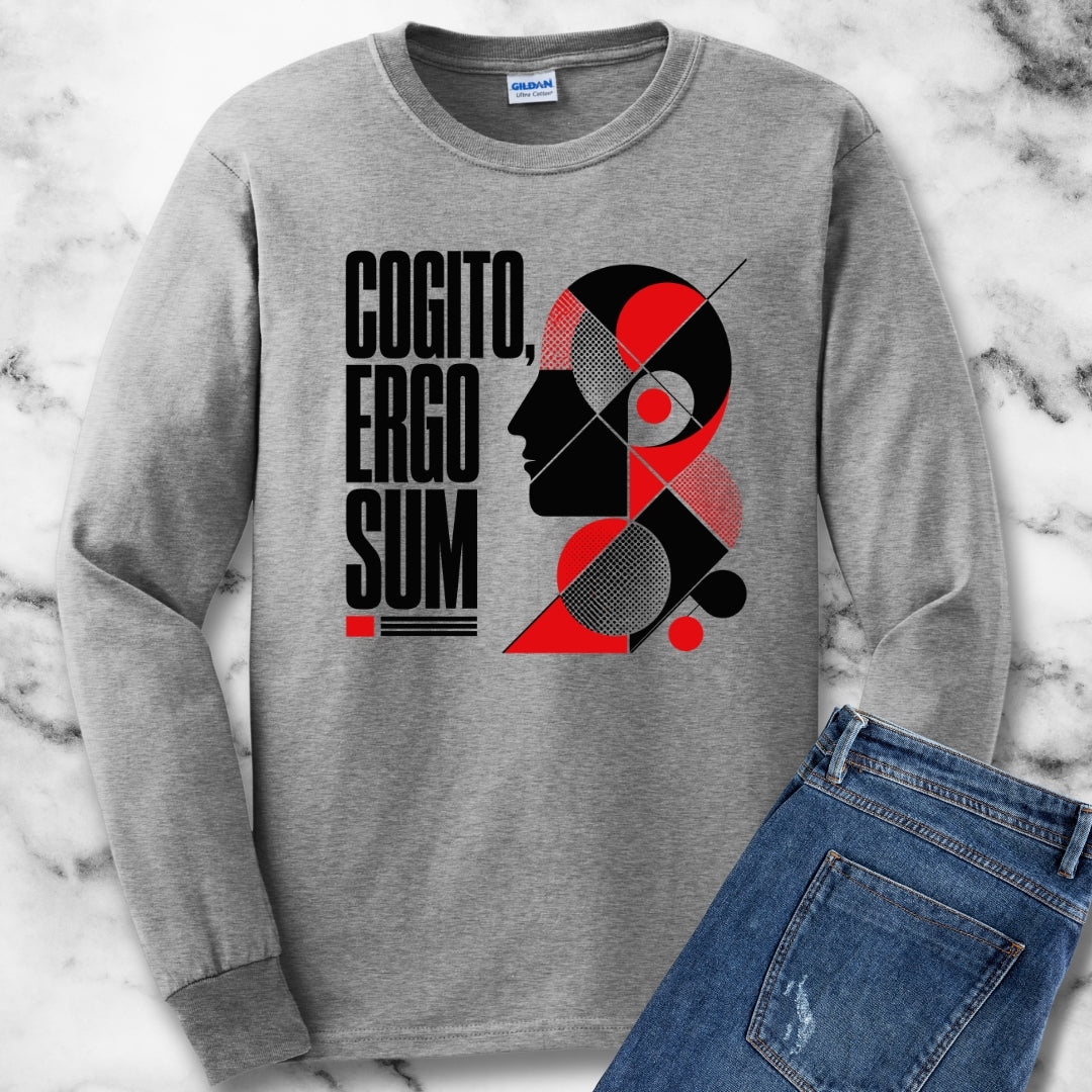 Cogito Ergo Sum Swiss Typography Unisex Long Sleeve Tee