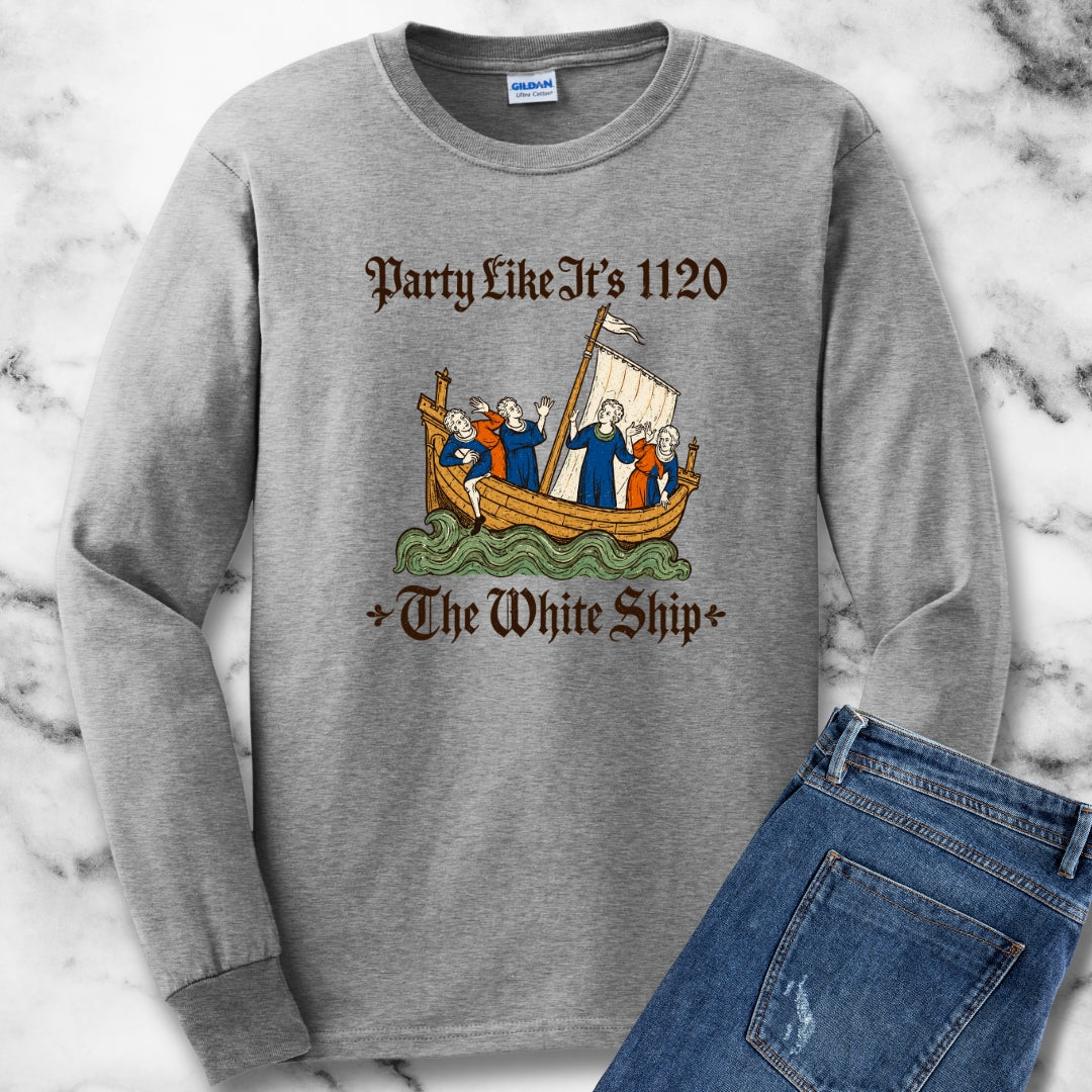 White Ship Party Like It's 1120 Unisex Long Sleeve Tee