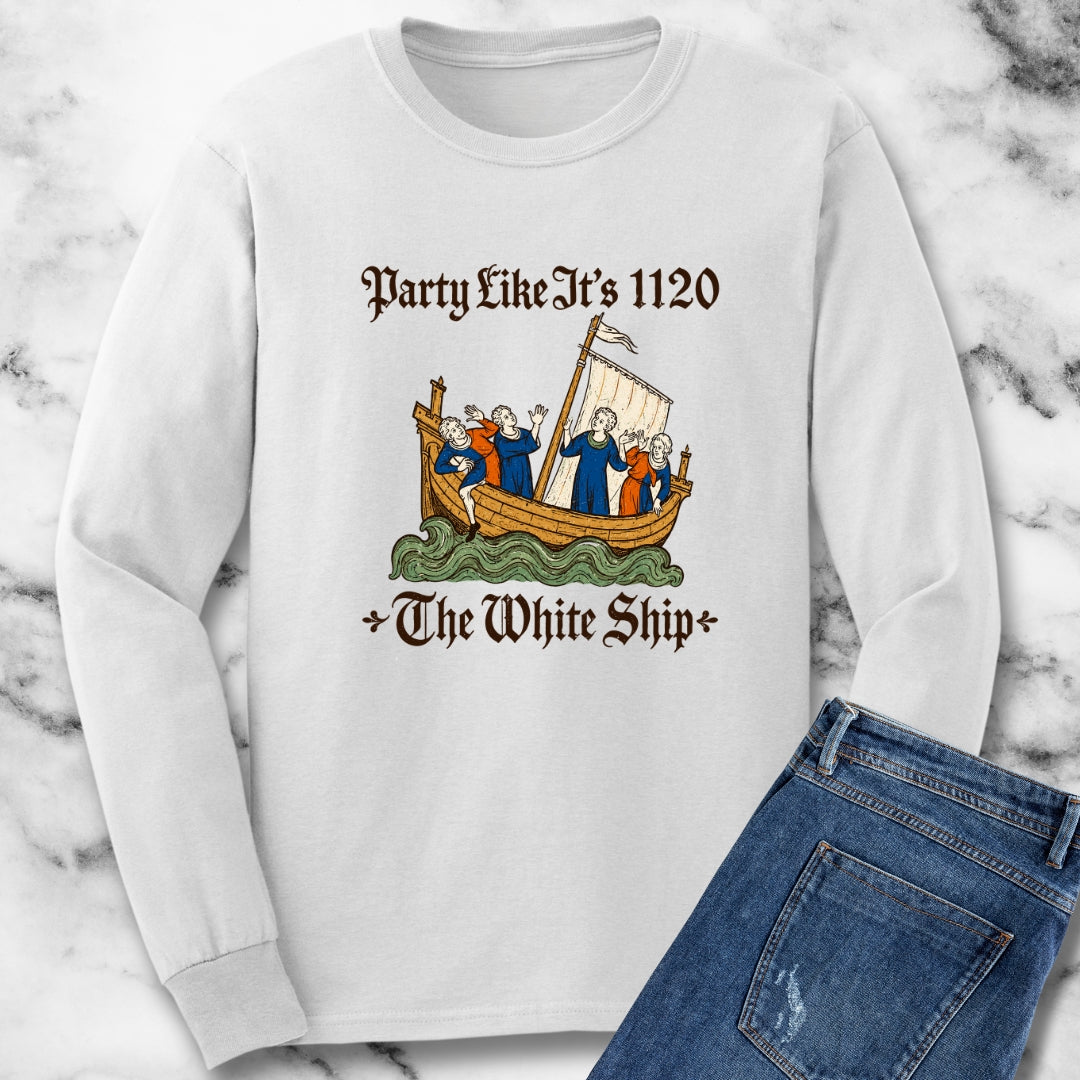 White Ship Party Like It's 1120 Unisex Long Sleeve Tee