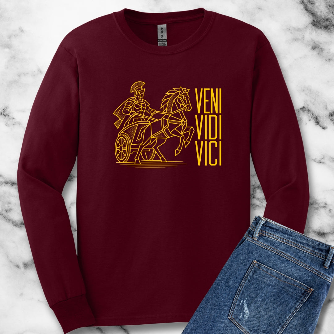Veni Vidi Vici Line Art Charioteer Unisex Long Sleeve Tee