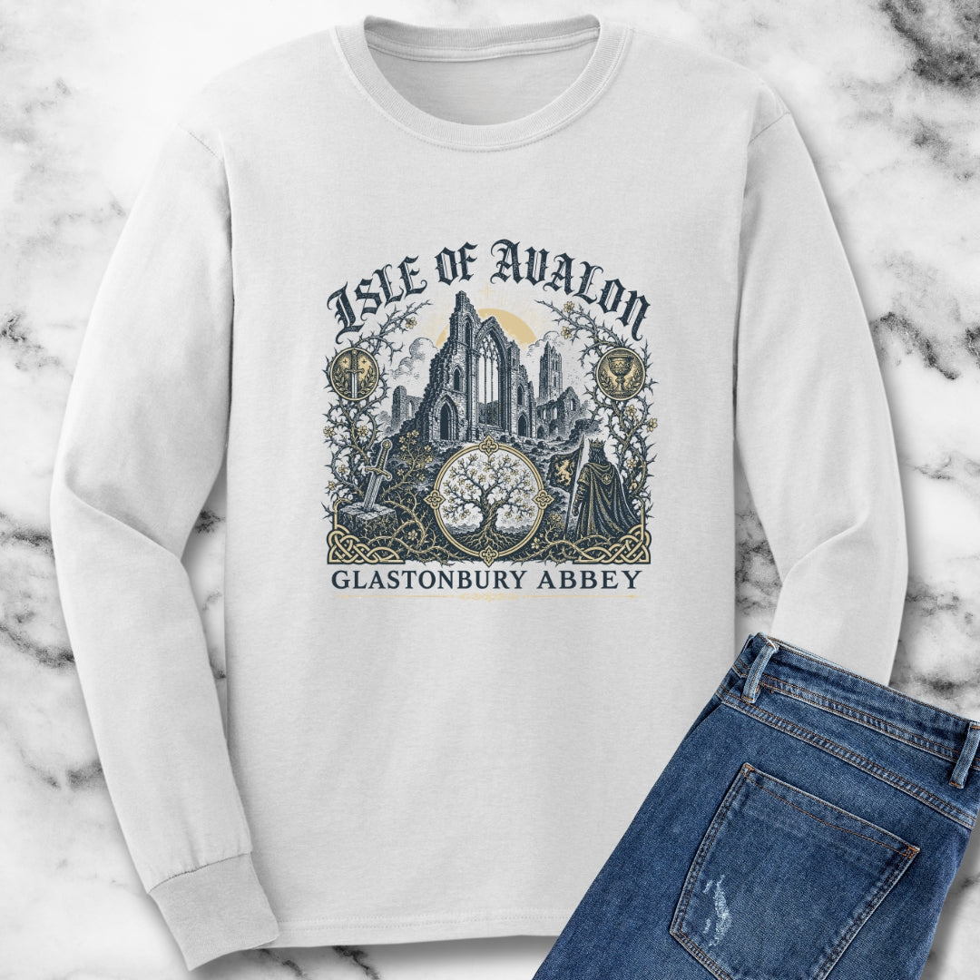 Glastonbury Abbey Isle of Avalon Unisex Long Sleeve Tee