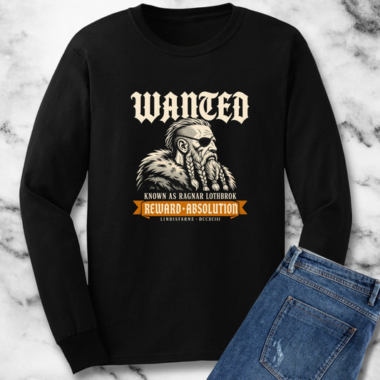 Wanted Ragnar Lothbrok Lindisfarne Unisex Long Sleeve Tee