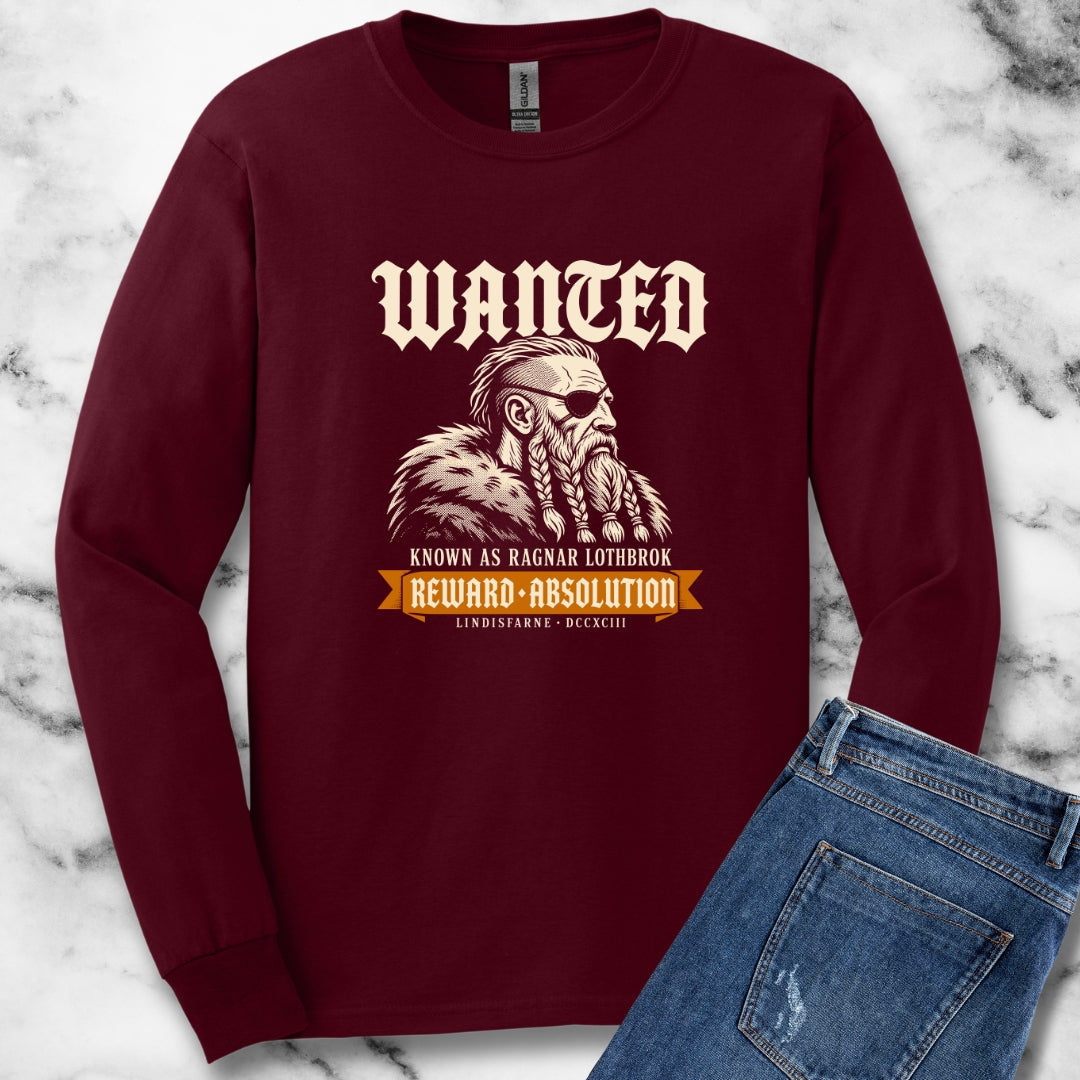 Wanted Ragnar Lothbrok Lindisfarne Unisex Long Sleeve Tee