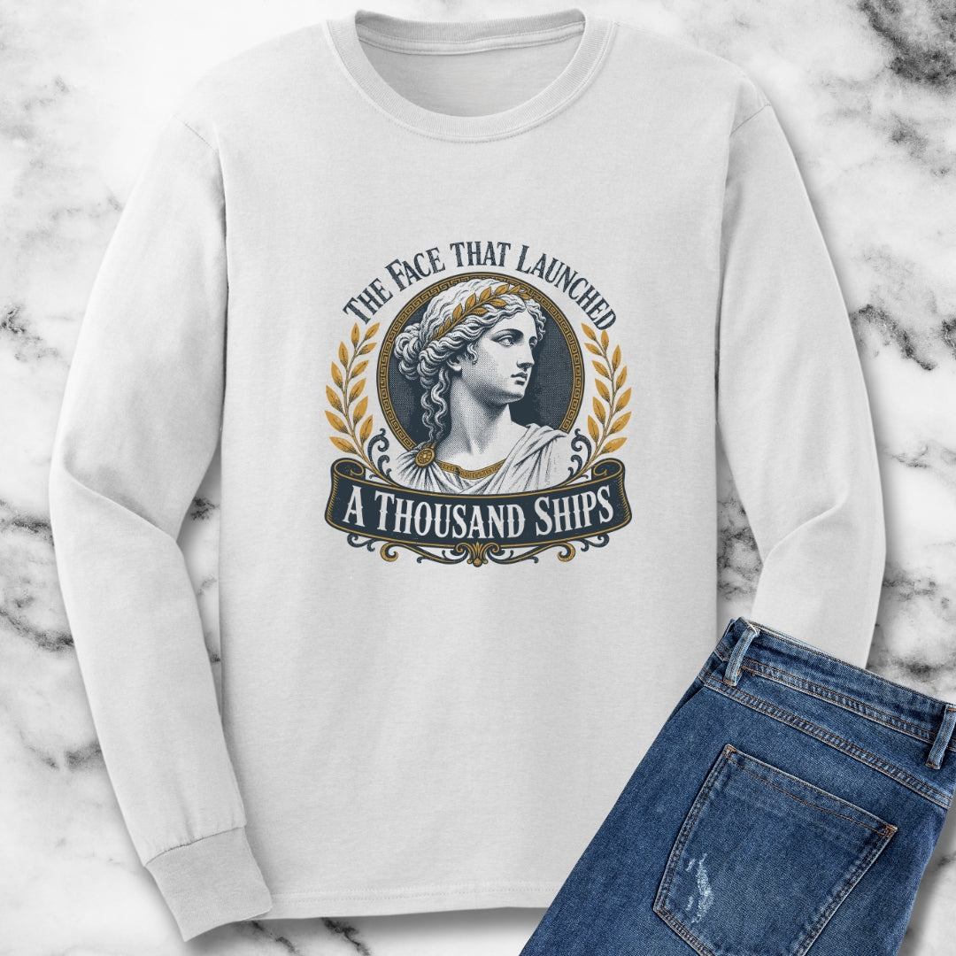 Helen of Troy Face a Thousand Ships Unisex Long Sleeve Tee