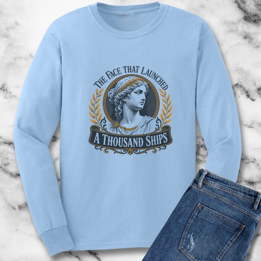 Helen of Troy Face a Thousand Ships Unisex Long Sleeve Tee