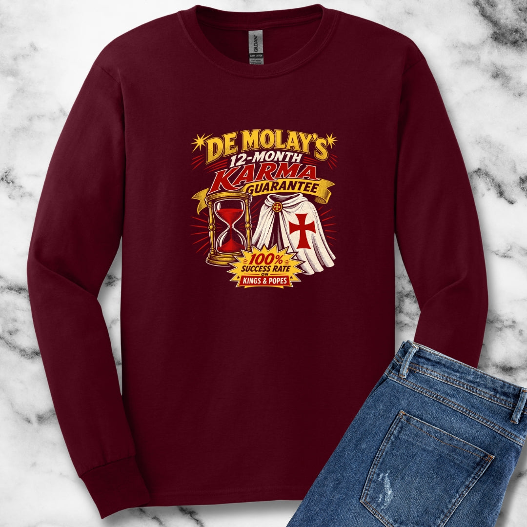 Curse of De Molay Templar Karma Long Sleeve Tee