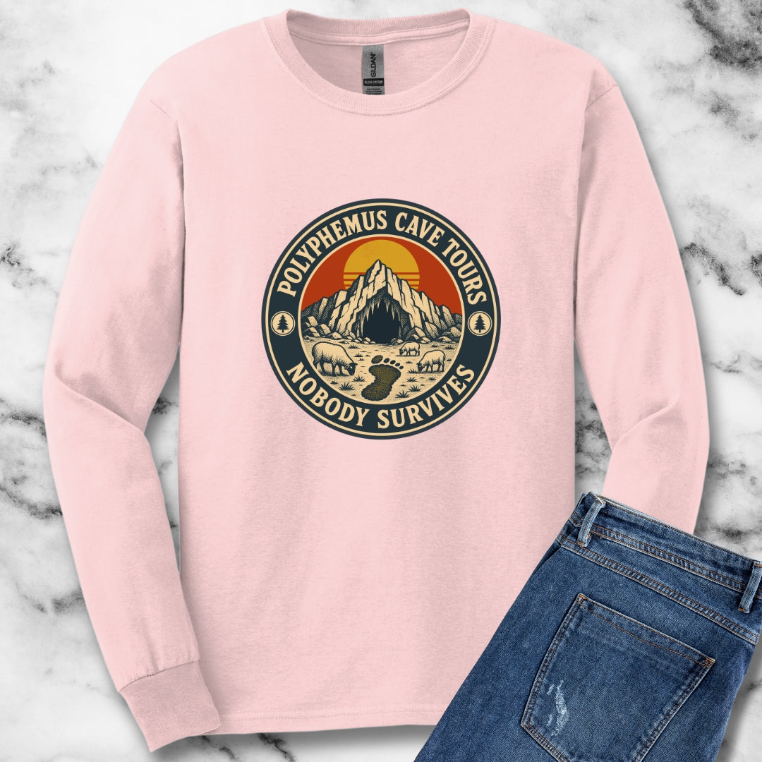 Polyphemus Cave Tours Nobody Survives Unisex Long Sleeve Tee