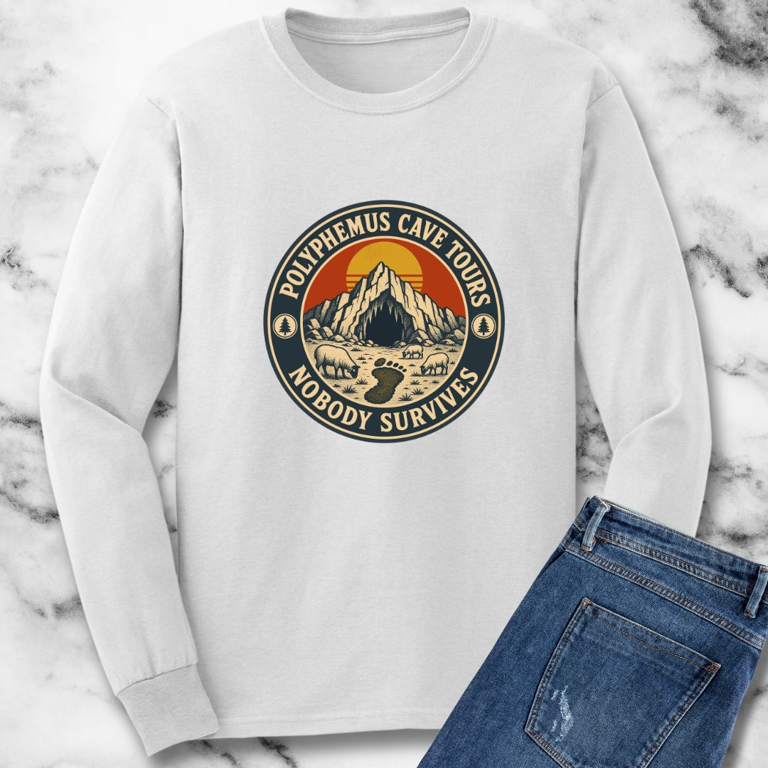 Polyphemus Cave Tours Nobody Survives Unisex Long Sleeve Tee