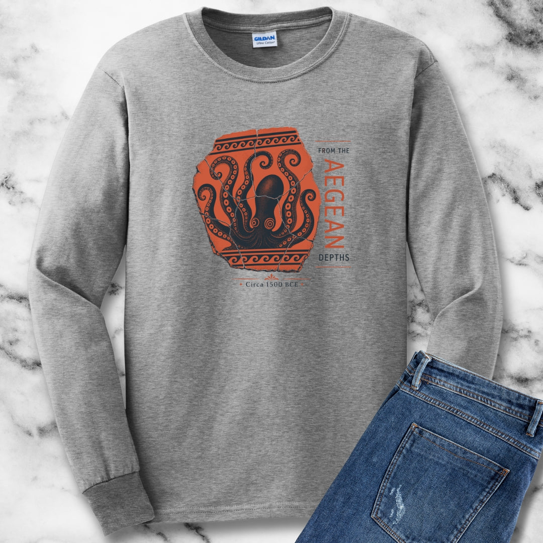 Minoan Octopus Pottery Sherd Unisex Long Sleeve Tee