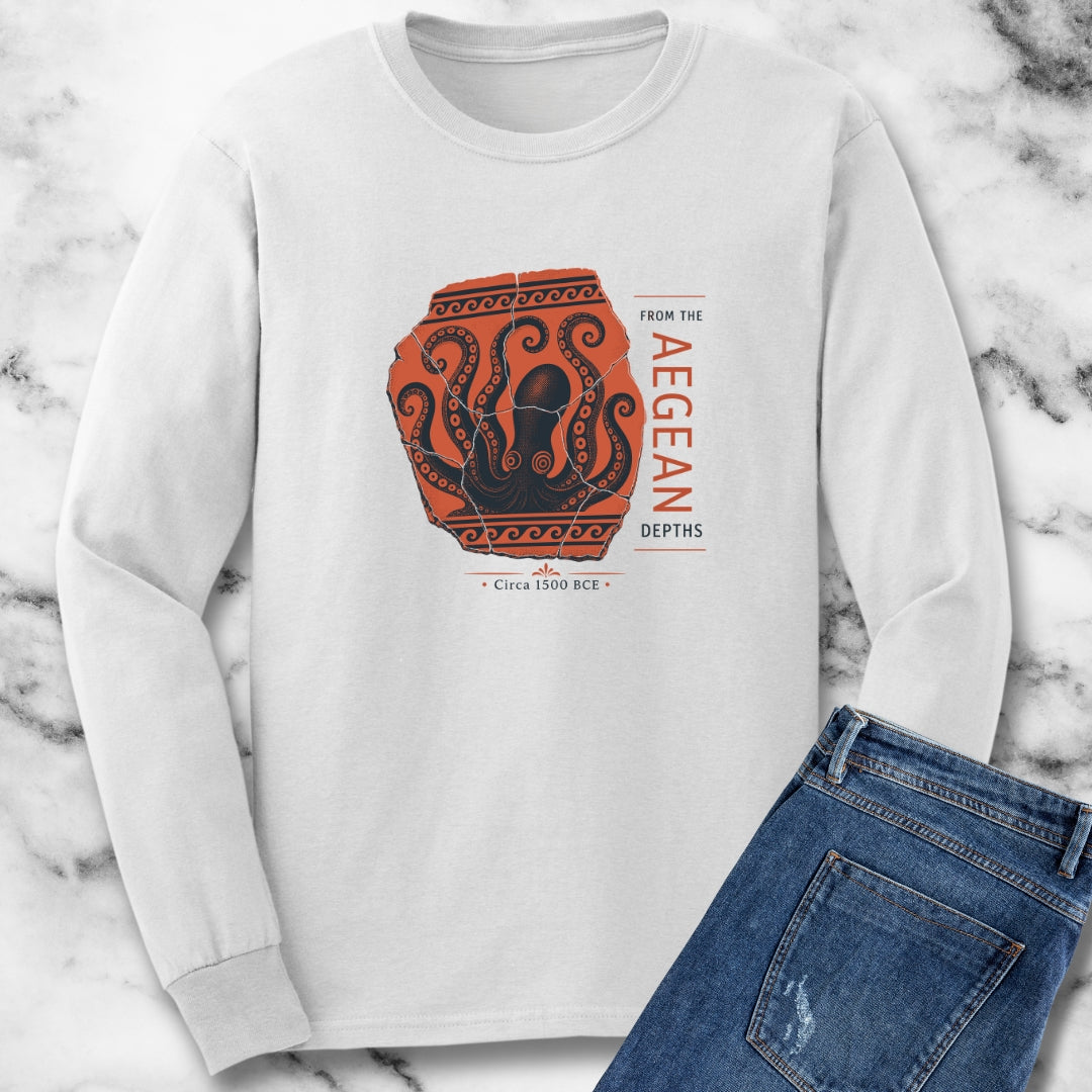 Minoan Octopus Pottery Sherd Unisex Long Sleeve Tee