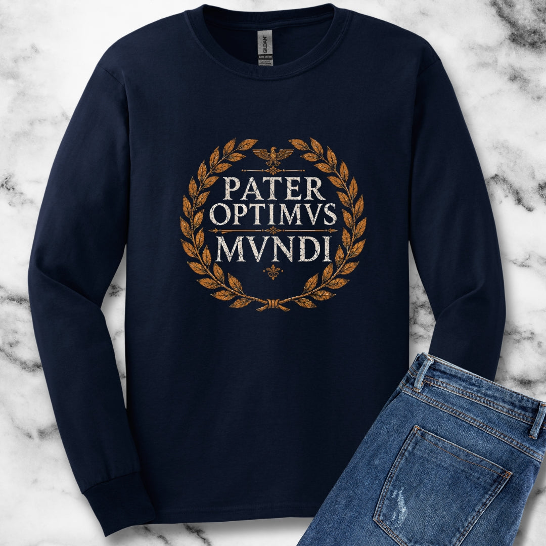 Pater Optimus Mundi Best Dad Latin Unisex Long Sleeve Tee